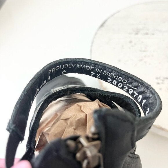 Lane Boots BECCA Womens Black Wedges 7.5 Western Sandals Cowgirl Leather Heels - Picture 9 of 11